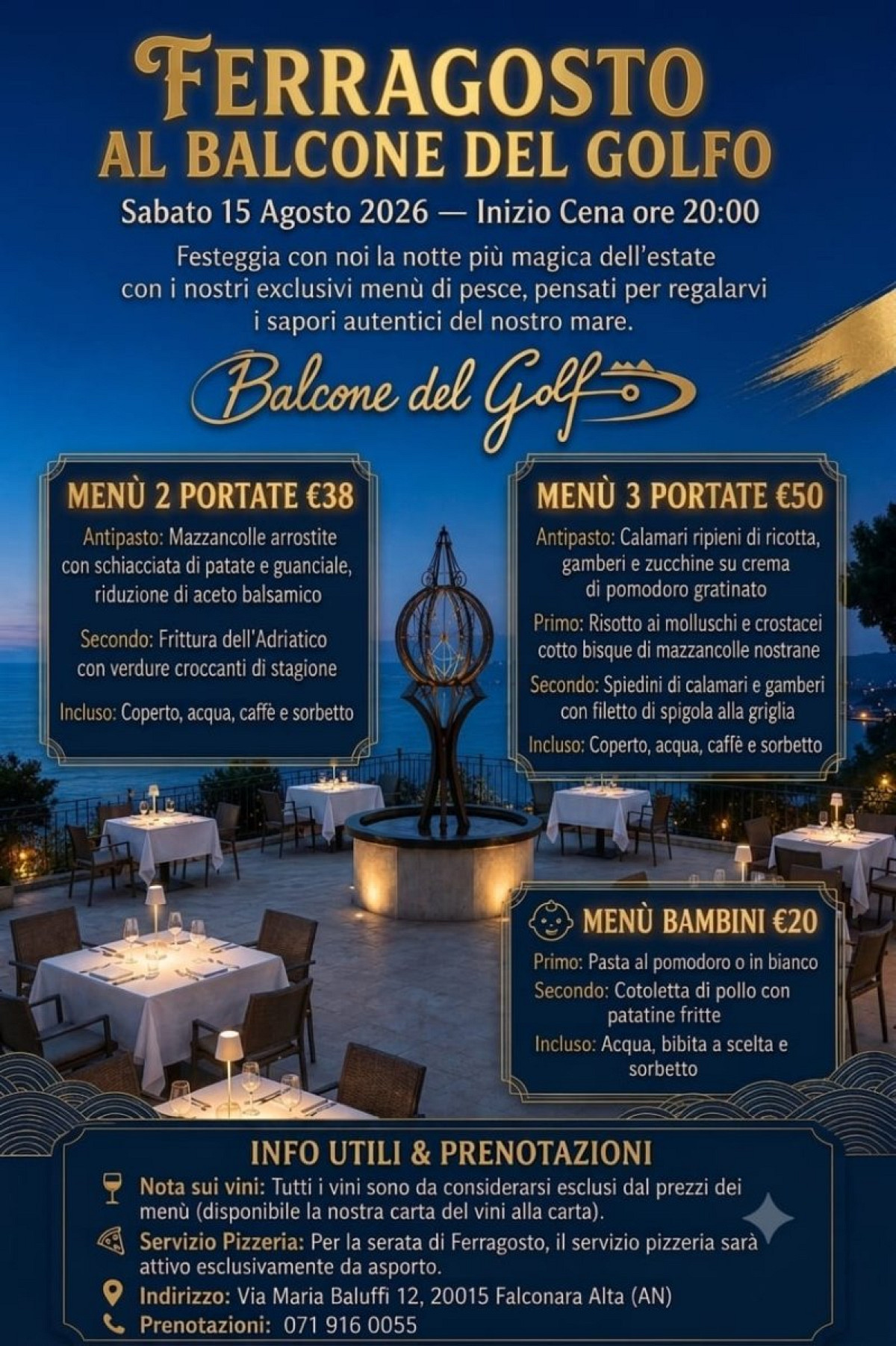Festeggia Ferragosto con una cena vista mare